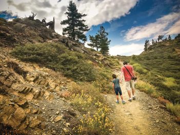 Father and daughter hiking Pacific Crest Trail in Southern California